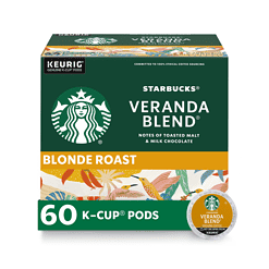Starbucks K-Cup Coffee Pods—Starbucks Blonde Roast Coffee—Veranda Blend for Keurig Brewers—100% Arabica—6 boxes (60 pods total)