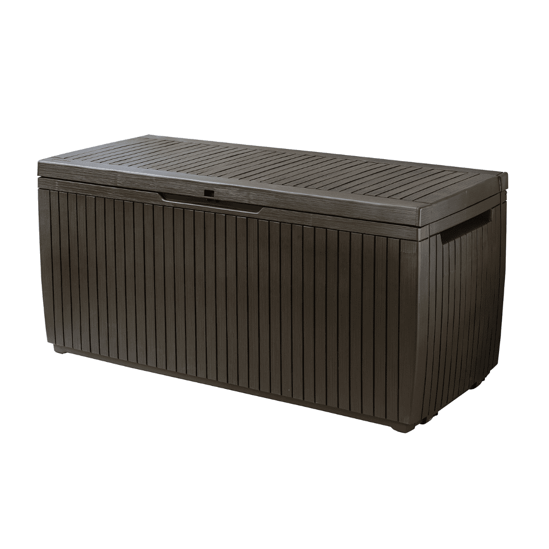Keter Springwood 80 Gallon Resin Outdoor Storage Box, Brown