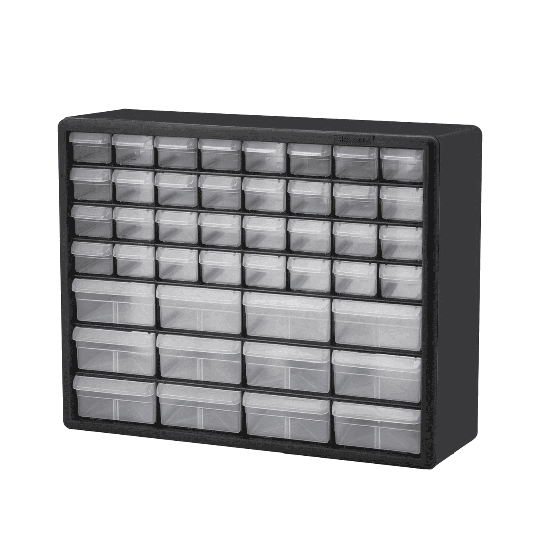 Akro-Mils 10144, 44 Drawer Plastic Parts Storage Hardware and Craft Cabinet, 20-Inch W x 6.37-Inch D x 15.81-Inch H, Black
