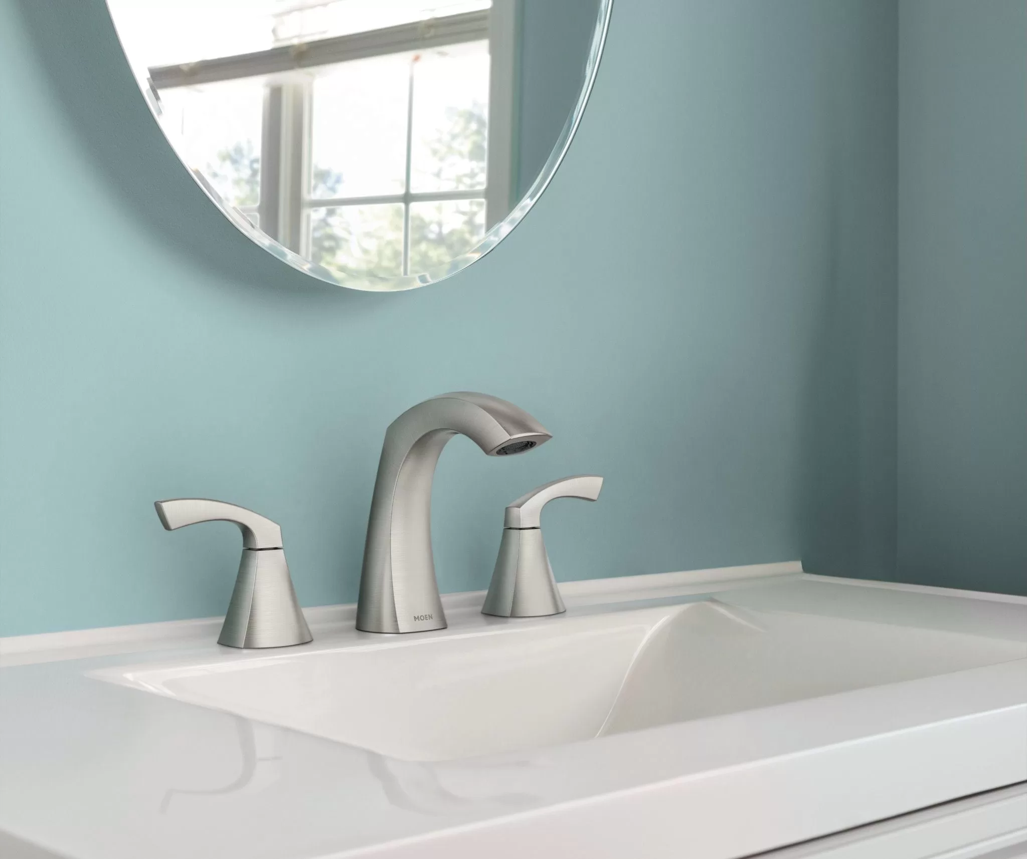 Moen Lindor Spot Resist Brushed Nickel Widespread 2-handle WaterSense Bathroom Sink Faucet with Drain