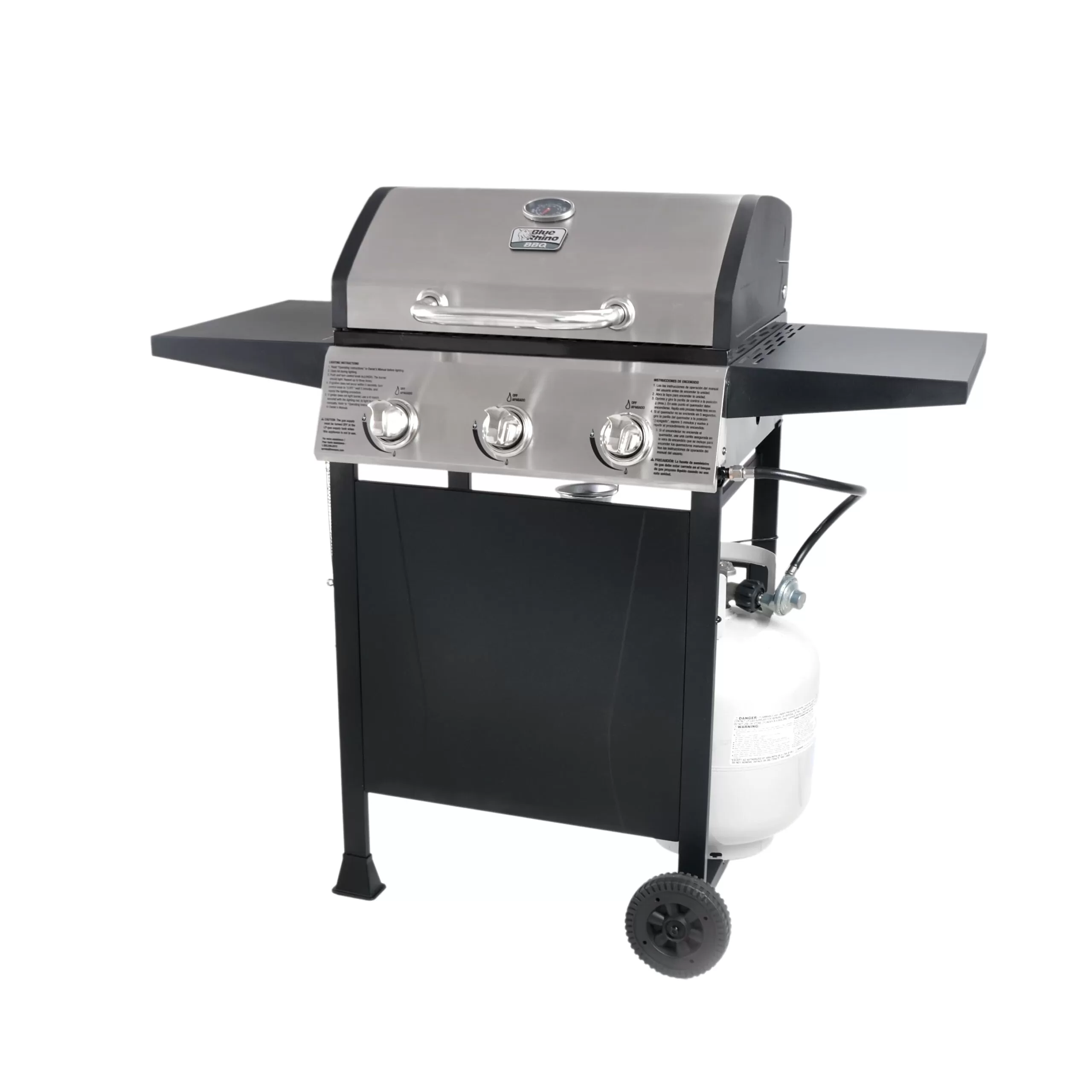 Blue Rhino Black and Silver/Porcelain and Stainless Steel 3-Burner Liquid Propane Gas Grill