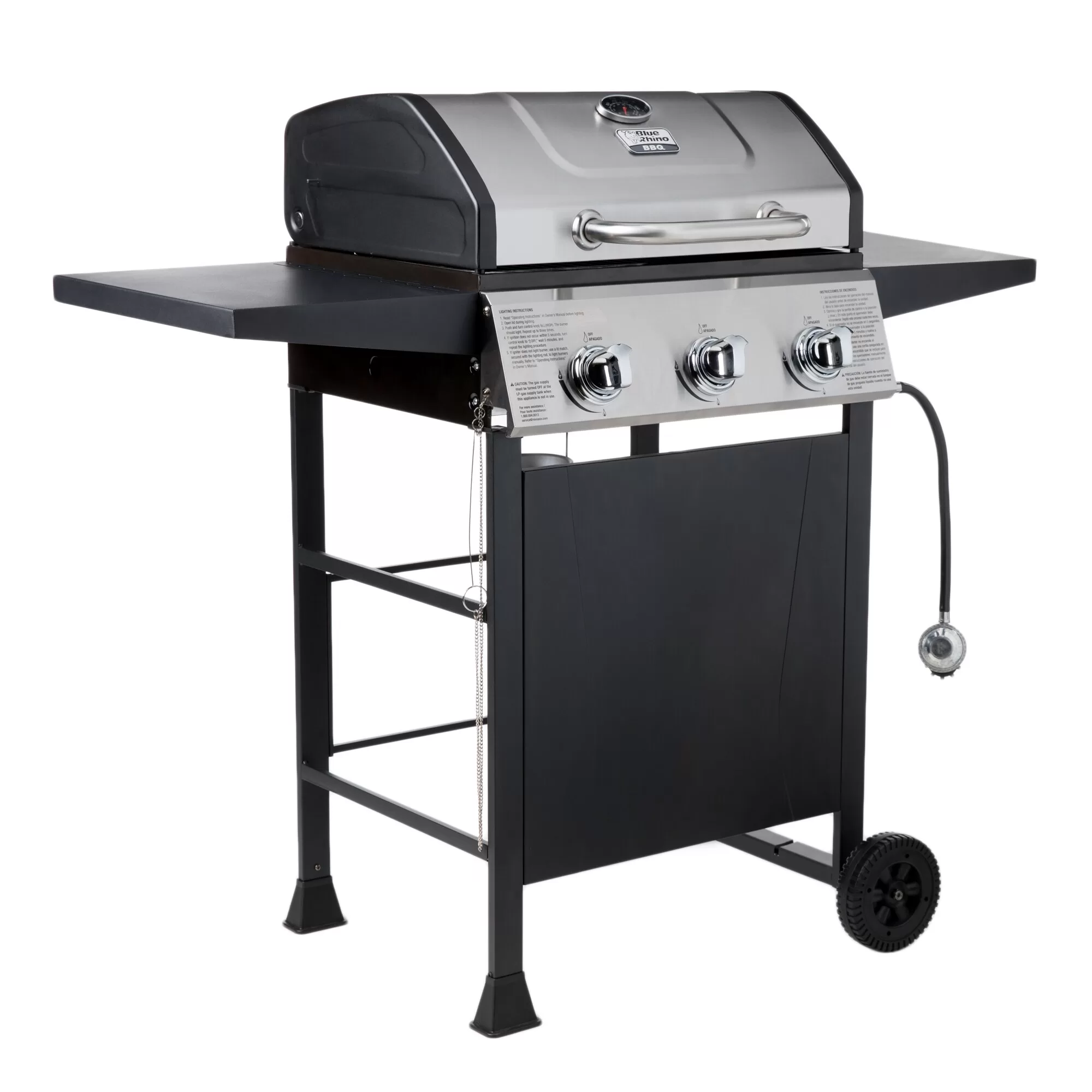 Blue Rhino Black and Silver/Porcelain and Stainless Steel 3-Burner Liquid Propane Gas Grill