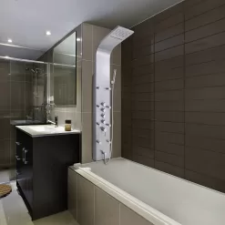 AKDY Stainless Steel Dual Head Waterfall Shower Panel System with 3-way Diverter Valve Included