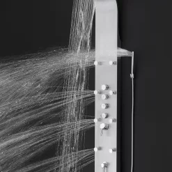 AKDY Stainless Steel Dual Head Waterfall Shower Panel System with 3-way Diverter Valve Included