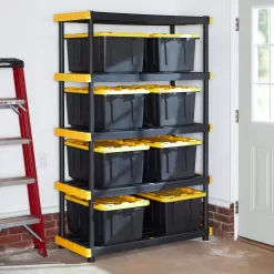 Project Source Commander Plastic Heavy Duty 5-Tier Utility Shelving Unit (48-in W x 20-in D x 72-in H), Black
