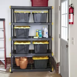 Project Source Commander Plastic Heavy Duty 5-Tier Utility Shelving Unit (48-in W x 20-in D x 72-in H), Black