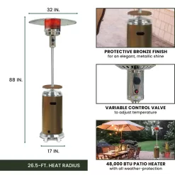 Hanover 48000-BTU Bronze/Stainless Steel Floorstanding Liquid Propane Patio Heater