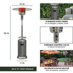 Hanover 48000-BTU Stainless Steel Floorstanding Liquid Propane Patio Heater