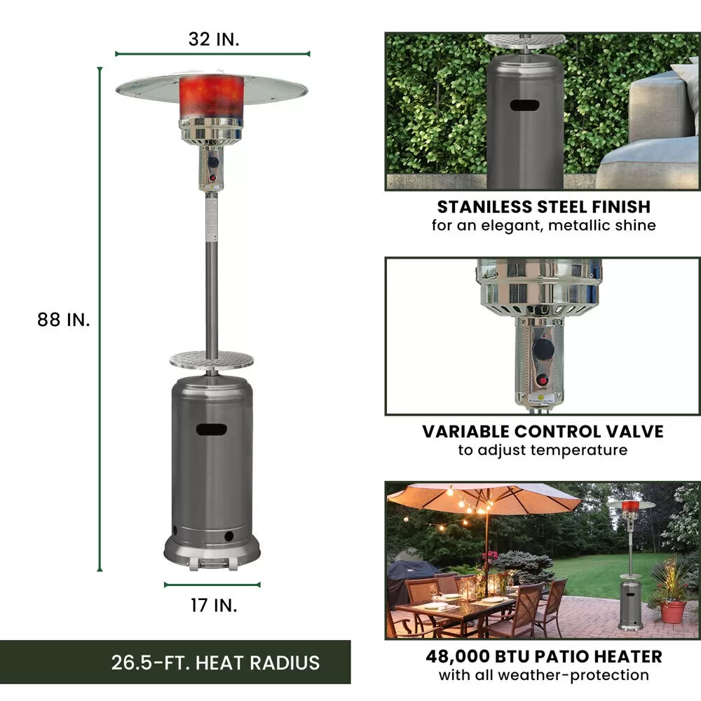Hanover 48000-BTU Stainless Steel Floorstanding Liquid Propane Patio Heater