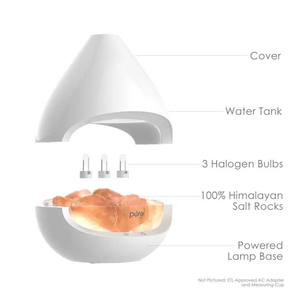 Pure Enrichment PureGlow Crystal Salt Lamp and Diffuser 0.042-Gallons Tabletop Ultrasonic Humidifier (For Rooms Up To 160-sq ft)