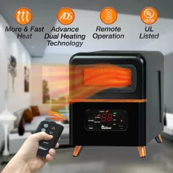 Dr. Infrared Heater Up to 1500-Watt Infrared Quartz Cabinet Indoor Electric Space Heater with Thermostat and Remote Included
