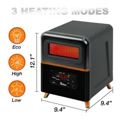 Dr. Infrared Heater Up to 1500-Watt Infrared Quartz Cabinet Indoor Electric Space Heater with Thermostat and Remote Included
