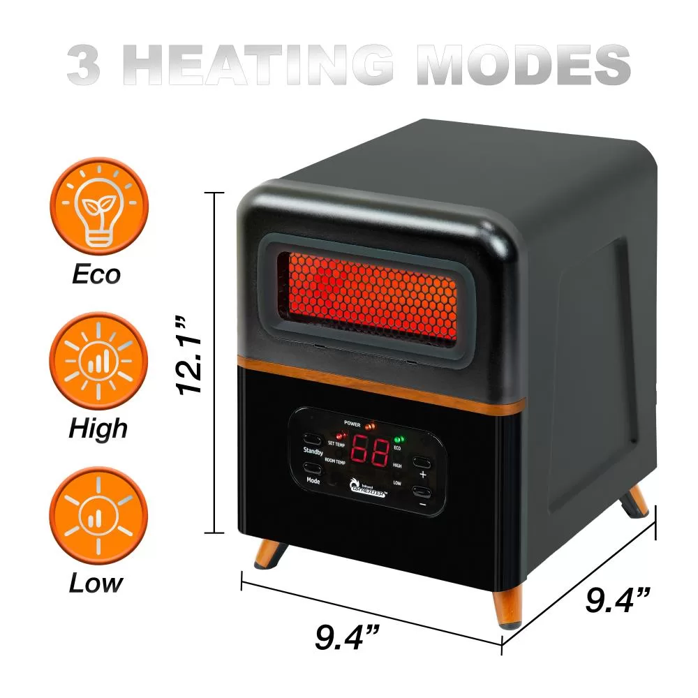 Dr. Infrared Heater Up to 1500-Watt Infrared Quartz Cabinet Indoor Electric Space Heater with Thermostat and Remote Included