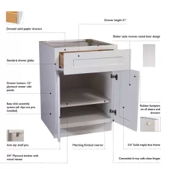 Design House Brookings 15-in W x 24-in H x 12-in D White Painted Maple Door Wall Ready To Assemble Cabinet (Recessed Panel Shaker Door Style)
