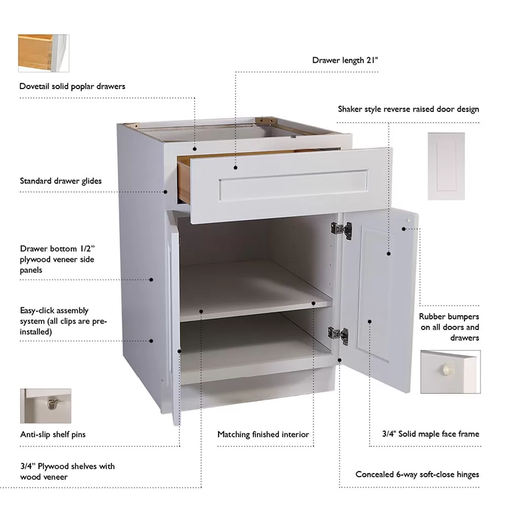 Design House Brookings 15-in W x 24-in H x 12-in D White Painted Maple Door Wall Ready To Assemble Cabinet (Recessed Panel Shaker Door Style)