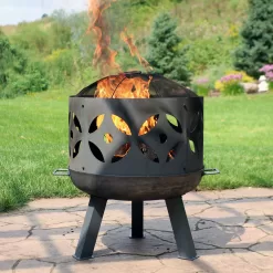 Sunnydaze Decor 26.5-in W Gray Cast Iron Wood-Burning Fire Pit