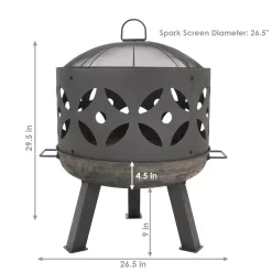 Sunnydaze Decor 26.5-in W Gray Cast Iron Wood-Burning Fire Pit