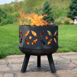 Sunnydaze Decor 26.5-in W Gray Cast Iron Wood-Burning Fire Pit