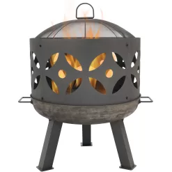 Sunnydaze Decor 26.5-in W Gray Cast Iron Wood-Burning Fire Pit