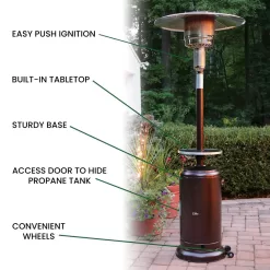 Hanover 48000-BTU Hammered Bronze Steel Floorstanding Liquid Propane Patio Heater