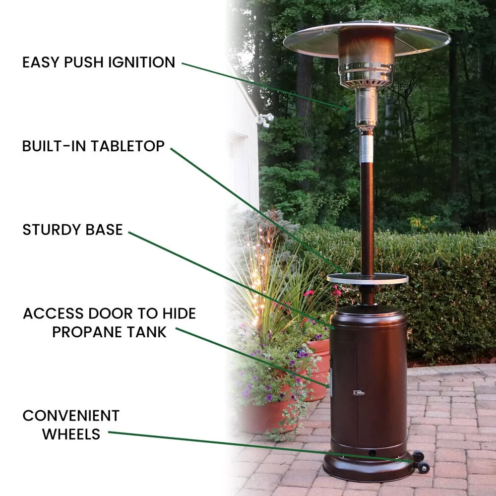 Hanover 48000-BTU Hammered Bronze Steel Floorstanding Liquid Propane Patio Heater