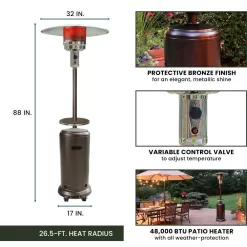 Hanover 48000-BTU Hammered Bronze Steel Floorstanding Liquid Propane Patio Heater