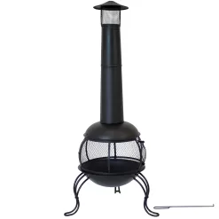 Sunnydaze Decor 66-in H x 28-in D x 31-in W Black Steel Chiminea