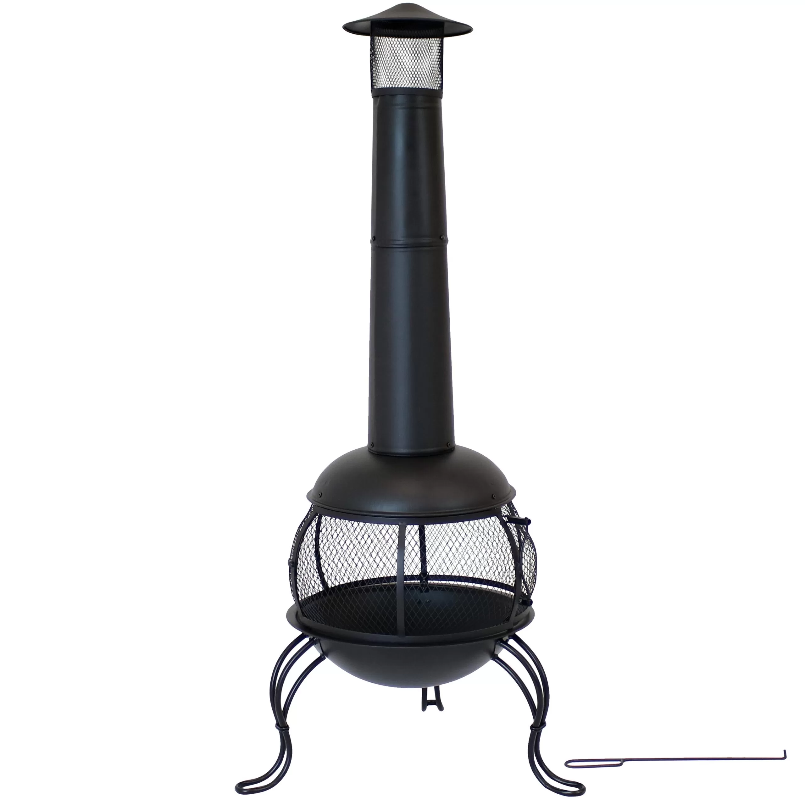 Sunnydaze Decor 66-in H x 28-in D x 31-in W Black Steel Chiminea