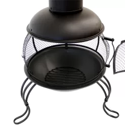 Sunnydaze Decor 66-in H x 28-in D x 31-in W Black Steel Chiminea