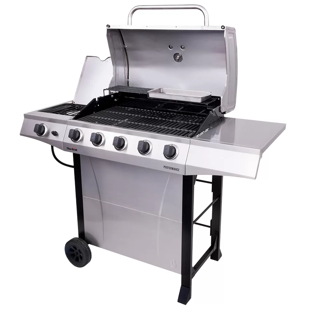 Char-Broil Performance Series Silver 5-Burner Liquid Propane Gas Grill with 1 Side Burner