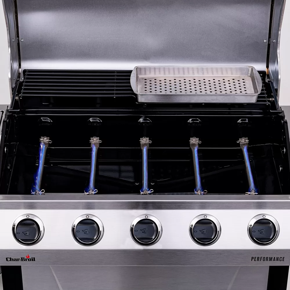 Char-Broil Performance Series Silver 5-Burner Liquid Propane Gas Grill with 1 Side Burner