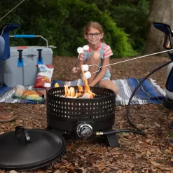 Fire Sense Sporty 15-in W 60000-BTU Mocha Portable Tabletop Aluminum Propane Gas Fire Pit