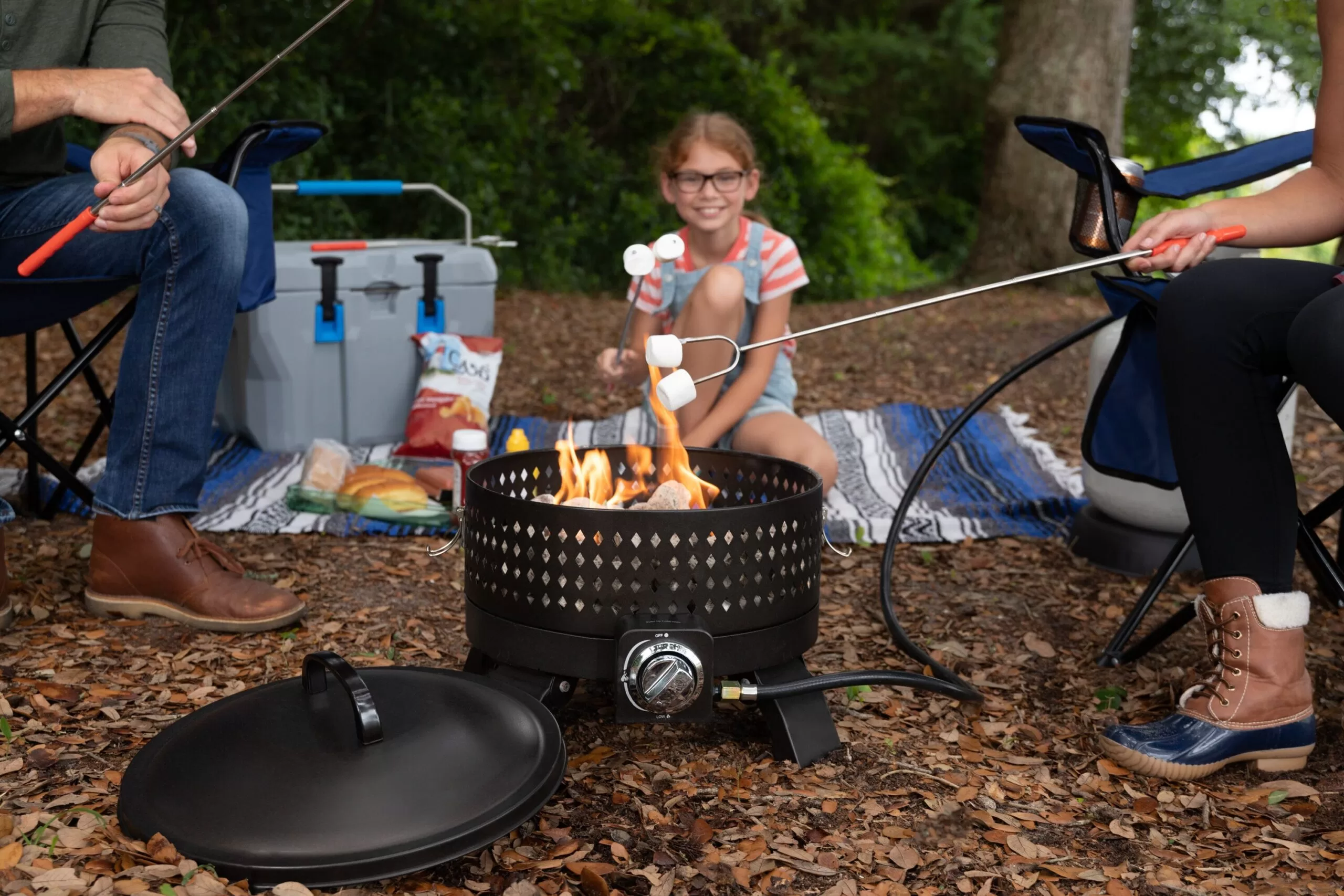 Fire Sense Sporty 15-in W 60000-BTU Mocha Portable Tabletop Aluminum Propane Gas Fire Pit