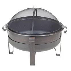 Fire Sense 35-in W Brushed Bronze Steel Wood-Burning Fire Pit