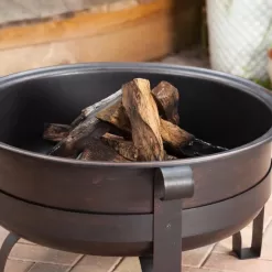 Fire Sense 35-in W Brushed Bronze Steel Wood-Burning Fire Pit