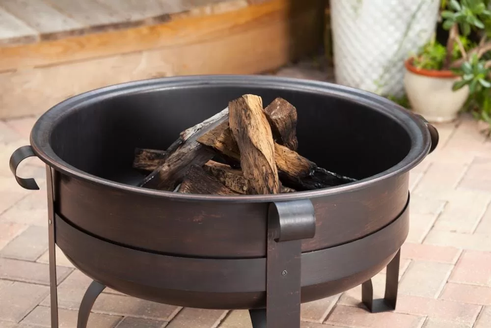Fire Sense 35-in W Brushed Bronze Steel Wood-Burning Fire Pit