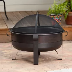 Fire Sense 35-in W Brushed Bronze Steel Wood-Burning Fire Pit
