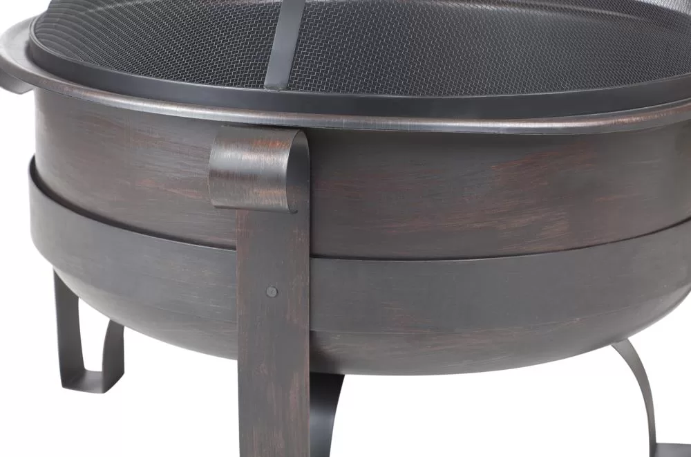 Fire Sense 35-in W Brushed Bronze Steel Wood-Burning Fire Pit