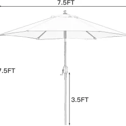 Sunnyglade 7.5' Patio Umbrella Outdoor Table Market Umbrella with Push Button Tilt/Crank, 6 Ribs (Tan)
