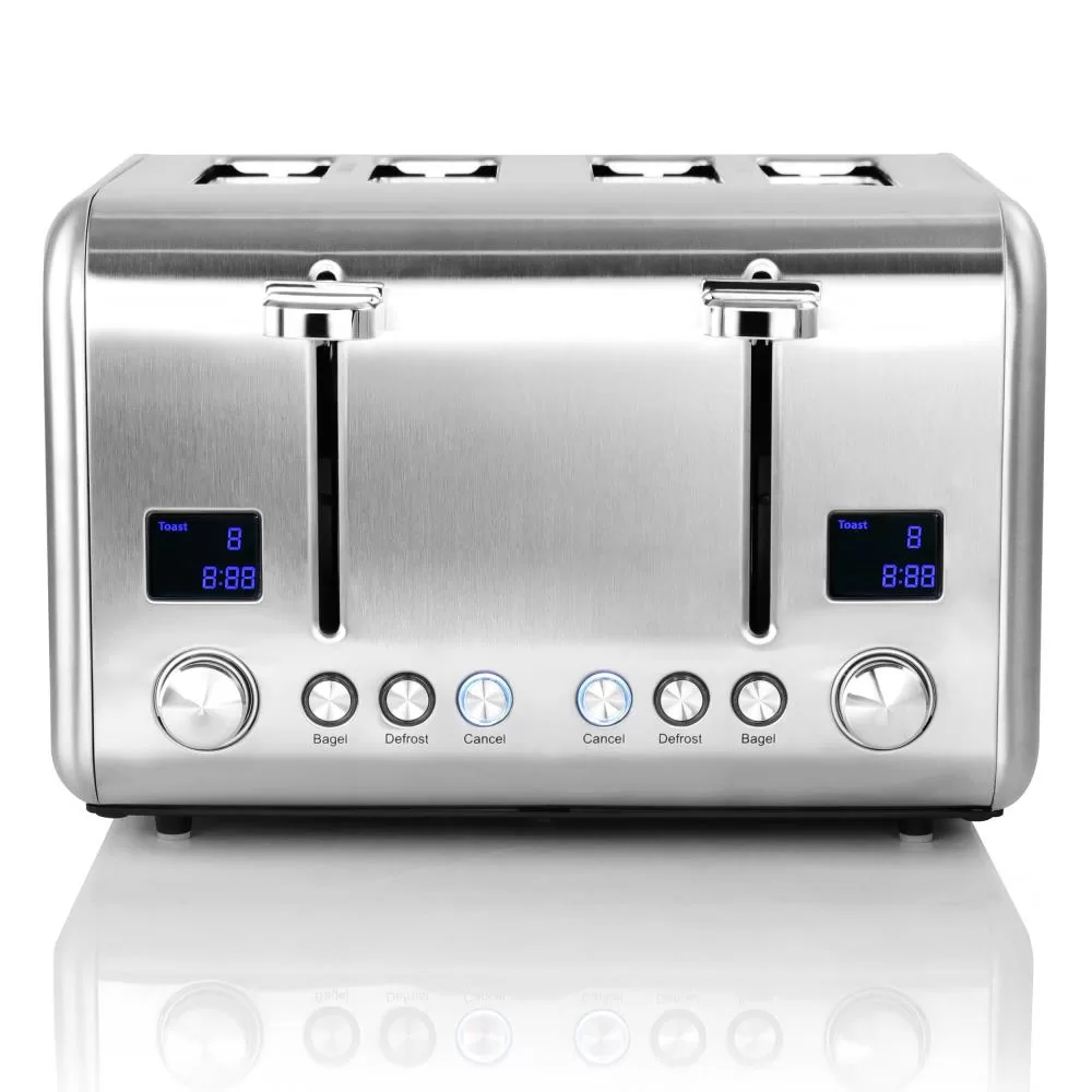 MegaChef 4-Slice Stainless Steel 1800-Watt Toaster