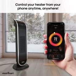 atomi smart Up to 1500-Watt Ceramic Tower Indoor Electric Space Heater with Thermostat