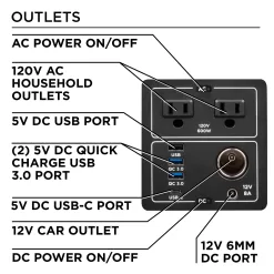 Westinghouse 600-Rated/1200-Peak Watt Camping/RV Power Station 600-Watt Portable Power Station