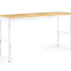 NewAge Products 72-in L x 43-in H White Bamboo Adjustable Height Portable Work Bench