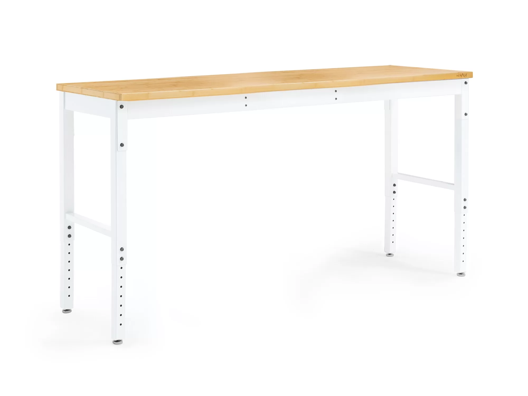 NewAge Products 72-in L x 43-in H White Bamboo Adjustable Height Portable Work Bench
