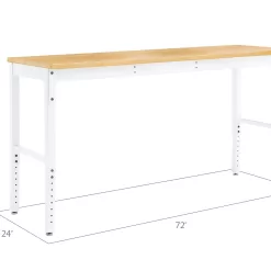 NewAge Products 72-in L x 43-in H White Bamboo Adjustable Height Portable Work Bench
