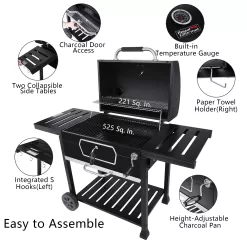 Royal Gourmet 30-in W Black Charcoal Grill