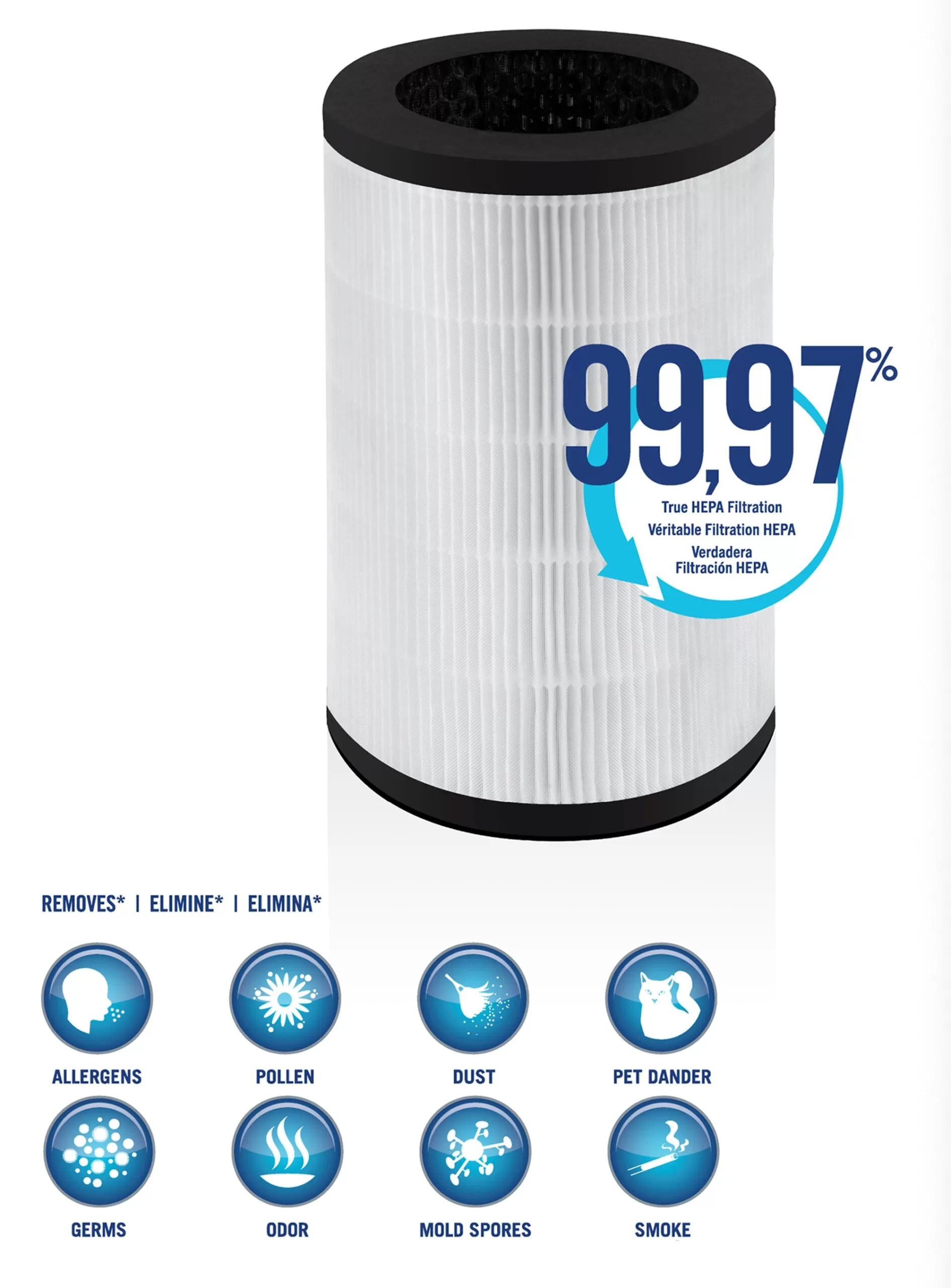 HOMEDICS 3-Speed Ionic White HEPA Air Purifier ENERGY STAR (Covers: 266-sq ft)