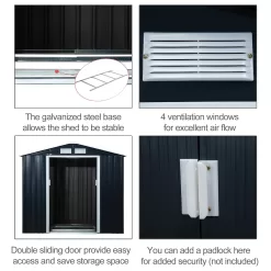 Outsunny Galvanized Steel Storage Shed