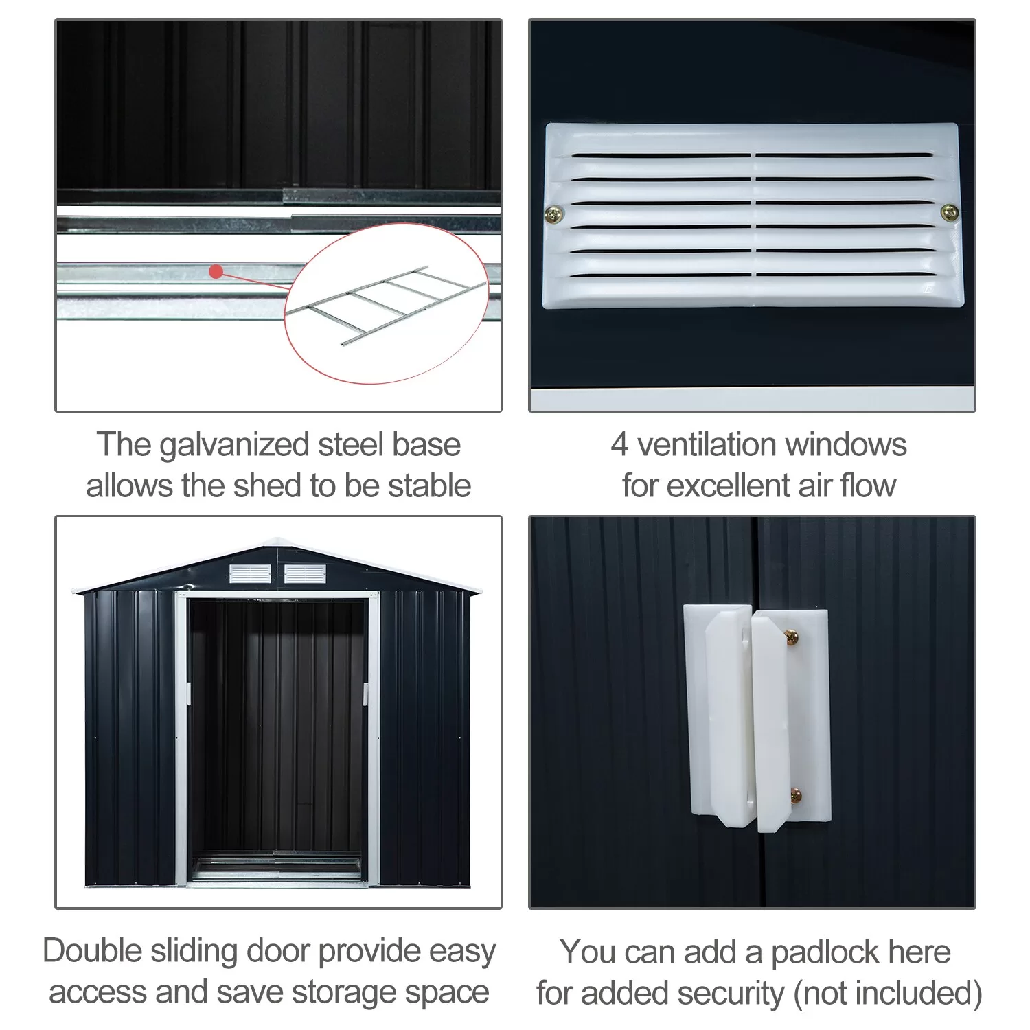 Outsunny Galvanized Steel Storage Shed