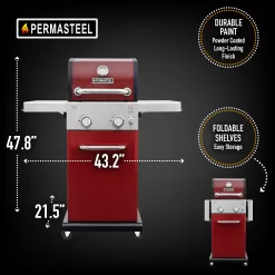 Permasteel Red 2-Burner Liquid Propane Gas Grill